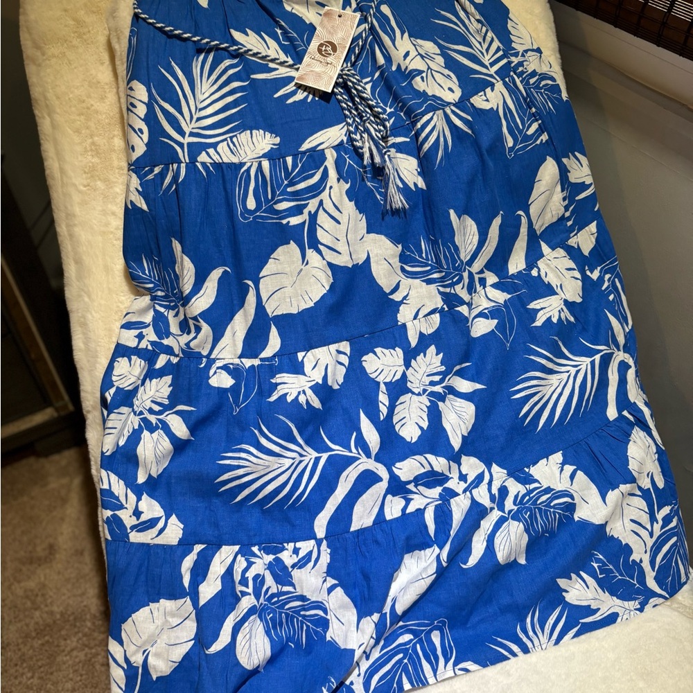 Panama Jack Blue and White Midi Skirt